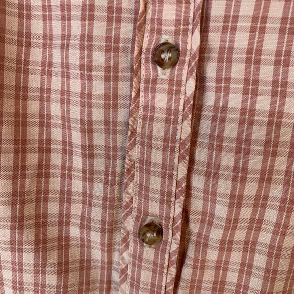 Sezane Jamy Linen Check Shirt Dress Faux Wrap Women 42 Pink Plaid Long Sleeve - Picture 6 of 16